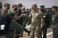 Gen. Stephen Townsend arrives to watch a large scale drill in Tantan, Morocco.