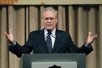 U.S. Secretary of Defense Donald Rumsfeld speaks in Taipei, Taiwan.