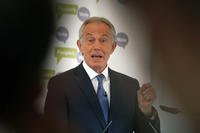 Britain's former Prime Minister Tony Blair makes a speech on Brexit at the British Academy in London.