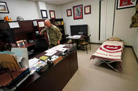 Capt. Michael Switzer at his office at Camp Beauregard in Pineville, La.
