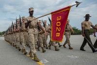 Recruits march during a final drill evaluation