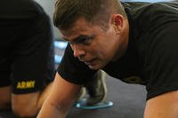 An Army reservist goes through a high-intensity workout.