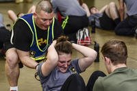 A future soldier completes a sit-up.