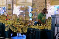 Sweetgrass baskets woven by the descendants of slaves along the nation's Southeast coast are offered for sale at the City Market in Charleston, S.C.