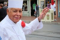 Oscar Martinez, 77, greets diners at the Carnation Cafe at Disneyland in Anaheim, Calif.