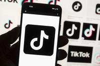 The TikTok logo is seen on a cell phone