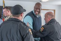 The North Carolina Committee for Employer Support of the Guard and Reserve (ESGR) presents a Patriot award to Bertie County Sheriff John Holley.