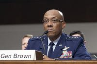 Air Force Gen. CQ Brown testifies during a Senate Armed Services Committee hearing