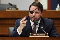 Rep. Dan Crenshaw, R- Texas, questions witnesses during a House Homeland Security Committee hearing