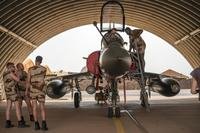  French Barkhane Air Force mechanics maintain a Mirage 2000 on the Niamey, Niger base