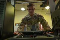 U.S. Army Spc. Spencer Gasaway builds a custom hub cap specialty tool at Marne Innovation Center on Fort Stewart