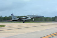 An F-15E Strike Eagle fighter jet takes to the sky from Jacksonville’s 125th Fighter Wing, Fla.