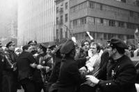 New York City policemen scuffle with demonstrators during Anti-Vietnam war march
