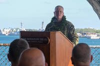 Vice Adm. John Wade, commander of Joint Task Force-Red Hill (JTF-RH), speaks
