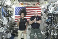 astronauts Suni Williams, left, and Butch Wilmore give a news conference
