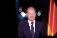 German Chancellor Olaf Scholz records his New Year's address to the German people