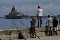 The frigate Admiral Gorshkov, leaves Havana Harbor on June 17, 2024. (Yamil Lage/AFP/Getty Images/TNS)