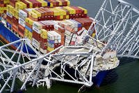 Cargo ship Dali stuck under the structure of the Francis Scott Key Bridge