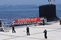 USS New Jersey during the commissioning of the U.S. Navy's newest attack submarine at Naval Weapons Station Earle