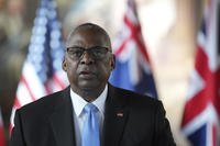 Secretary of Defense Lloyd Austin speaks in Greenwich