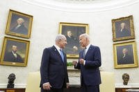 President Joe Biden talks with Israeli Prime Minister Benjamin Netanyahu