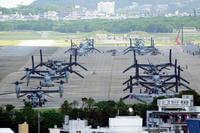 MV-22 Osprey parked at the U.S. Marine Corps Air Station Futenma on Okinawa, Japan.