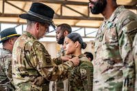 Paratroopers assigned to the 82nd Combat Aviation Brigade, 82nd Airborne Division receive the Army Commendation Medal.