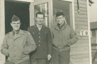 Rudolph Pins (right) is shown with 2 other soldiers stationed at Fort Hunt, Virginia, during World War II.