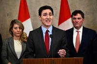 Canadian Prime Minister Justin Trudeau addresses media members
