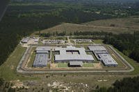An aerial view of the Central Louisiana ICE Processing Facility in Jena, La.