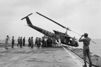 Helicopter aboard the USS Blue Ridge pushed into the sea off the coast of Vietnam