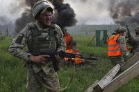 Ukrainian servicemen attend a military training in Zaporizhzhia region, Ukraine