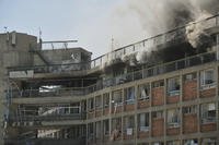 Smokes rises from the Soroka hospital after it was hit by a missile fired from Iran.