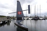 A Saildrone &quot;Voyager&quot;, uncrewed surface vehicle (USV), is moored at the Koge Marina in Koge