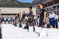 Basic cadet candidates from the class of 2029 arrive at the U.S. Air Force Academy for in-processing