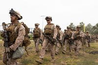 U.S. Marines gather for a formation in the greater Los Angeles area