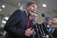 Sen. Richard Blumenthal talks to reporters