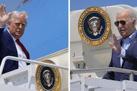 side by side photos of President Trump on the left and President Biden on the right