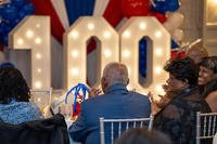 Former Tuskegee Airman Eugene Richardson attends his 100th birthday celebration in Springfield, Pennsylvania.