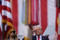 President Donald Trump and first lady Melania Trump attend a ceremony at the Pentagon to commemorate the 24rd anniversary of the 9/11 attacks.