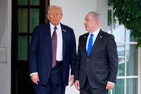 President Donald Trump greets Israeli Prime Minister Benjamin Netanyahu at the West Wing