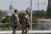 Members of the Ohio National Guard patrol the National Mall