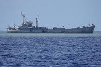 A Philippine navy ship BRP Sierra Madre is seen at the Second Thomas Shoal locally known as Ayungin Shoal at the South China Sea