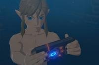 Linking holding a tablet in The Legend of Zelda Breath of the Wild (Switch 2)