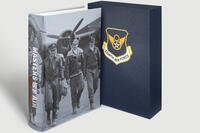 The Folio Society’s Masters of the Air book beside a slipcase featuring the Eighth Air Force emblem. The Folio Society’s deluxe Masters of the Air ships in a slipcase featuring Eighth Air Force-inspired design elements. Courtesy of The Folio Society