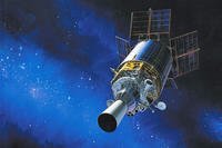 A painting of a Defense Support Program satellite from the Air Force Art collection. DSP provides a variety of national security capabilities. Its flagship mission of launch detection was made famous during the Cold War.  (U.S. Air Force image)
