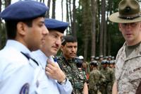 Staff Sgt Jeffrey S. Ray, a drill Instructor at MCRD Parris Island S.C., speaks to a delegation of officers from Yemen. (U.S. Marines photo/Gunnery Sgt. Christian Harding)