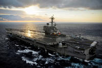 USS Bush at dusk