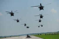 U.S. Army UH-60 Blackhawk helicopters from the 159th Combat Aviation Brigade, 101st Airborne Division, fly overhead. (Army photo)