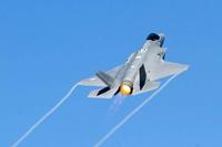 A U.S. Air Force F-35 Lightning II demonstration aircraft takes off during the AirPower over Hampton Roads Open House at Langley Air Force Base, Va., April 24, 2016. (U.S. Air Force/Senior Airman R. Alex Durbin)